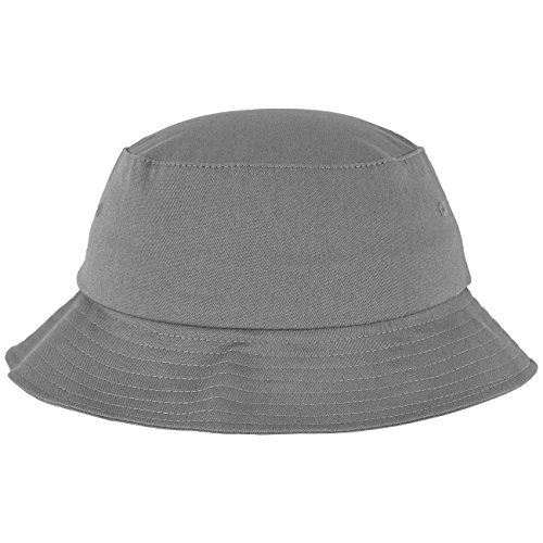 Flexfit Cotton Twill Bucket Hat - Unisex Anglerhut für Damen und Herren, einfarbig, mit patentiertem Flexfit Band, Farbe Grau, one size von Flexfit