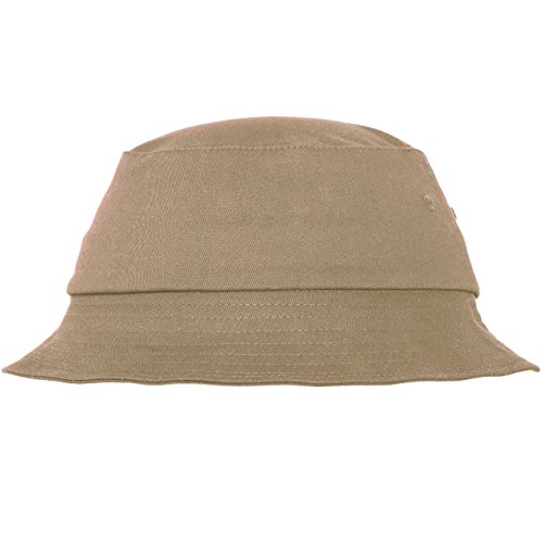 Flexfit Cotton Twill Bucket Hat - Unisex Anglerhut für Damen und Herren, einfarbig, mit patentiertem Flexfit Band, Farbe Khaki, Einheitsgröße von Flexfit