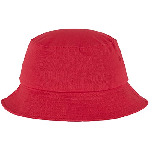 Flexfit Cotton Twill Bucket Hat - Unisex Anglerhut für Damen und Herren, einfarbig, mit patentiertem Flexfit Band, Farbe Rot, one size von Flexfit