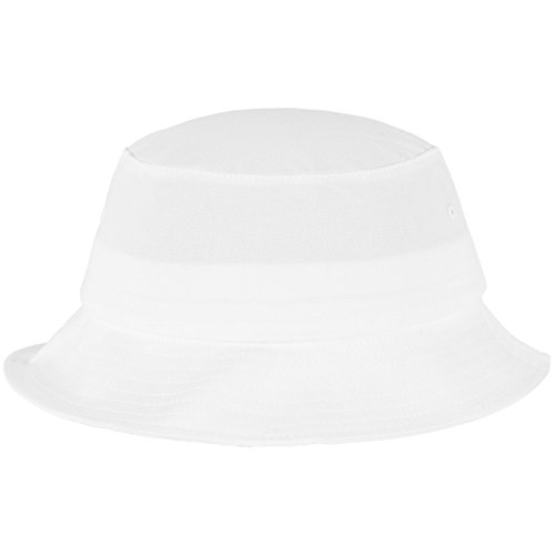 Flexfit Cotton Twill Bucket Hat - Unisex Anglerhut für Damen und Herren, einfarbig, mit patentiertem Flexfit Band, Farbe Weiß, one size von Flexfit