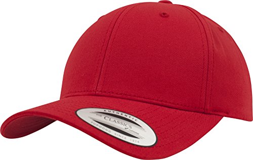 Flexfit Damen und Herren Baseball Caps Curved Classic Snapback Cap, Farbe Rot von Flexfit