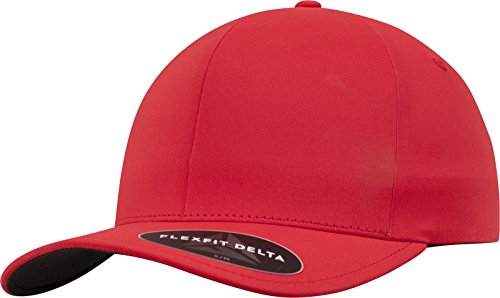 Flexfit Delta Baseball Cap, Unisex Basecap aus Polyester für Damen und Herren, ohne Naht, wasserabweisend, red, L/XL von Flexfit