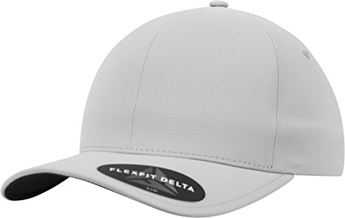 Flexfit Delta Baseball Cap, Unisex Basecap aus Polyester für Damen und Herren, ohne Naht, wasserabweisend, silver, S/M von Flexfit