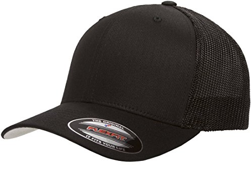 Flexfit Unisex Mütze Mesh Trucker Kappe, Black, one Size von Flexfit