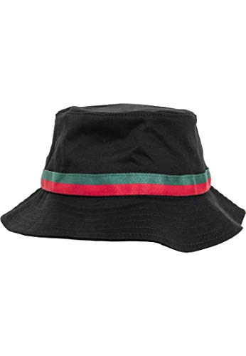 Flexfit Fischerhut Stripe Bucket, black/firered/green, One Size, 5003S von Flexfit