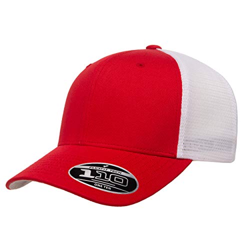 Flexfit Herren 110 Mesh Cap Verschluss, Rot/Weiß, Einheitsgröße von Flexfit