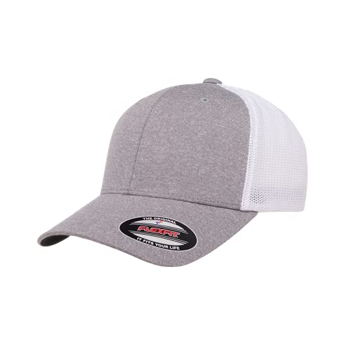 Flexfit Herren Melange Stretch Mesh Cap Hut, Heather Grey/White, Einheitsgröße von Flexfit