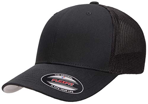 Flexfit Herren Trucker Mesh Fitted Cap Verschluss, Blickdicht, schwarz, Einheitsgröße von Flexfit