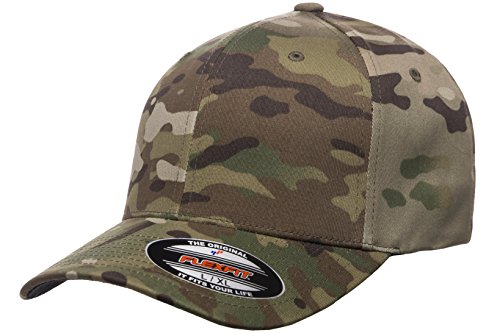 Flexfit Multicam Baseballkappe, 6 Paneele, offiziell lizenziert, Multi-Camouflage-Muster, Schwarz oder Grün, Grün Multicam, L/XL von Flexfit