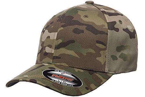 Flexfit Multicam Baseballkappe, 6 Paneele, offiziell lizenziert, Multi-Camouflage-Muster, Schwarz oder Grün, Grün Multicam, XX-Large von Flexfit