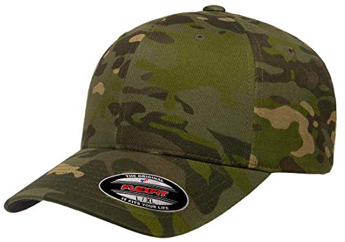 Flexfit Multicam Baseballkappe, 6 Paneele, offiziell lizenziert, Multi-Camouflage-Muster, Schwarz oder Grün, Tropic MultiCam, L/XL von Flexfit