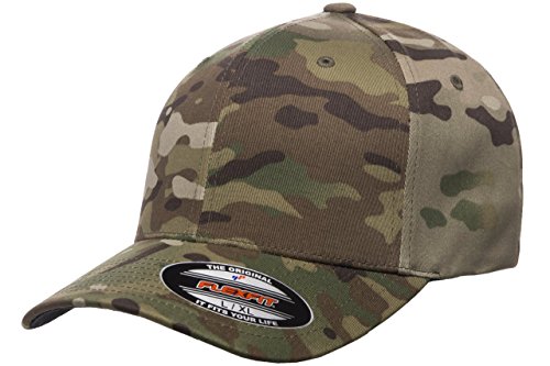 Flexfit Multicam Baseballkappe, 6 Paneele, offiziell lizenziert, Multi-Camouflage-Muster, Schwarz oder Grün, multicam, L/XL von Flexfit