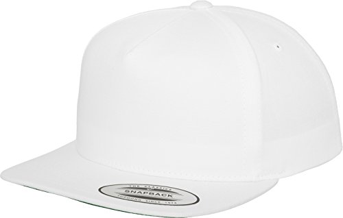 Flexfit Uni Classic 5 Panel Snapback Mütze, White, one Size von Flexfit