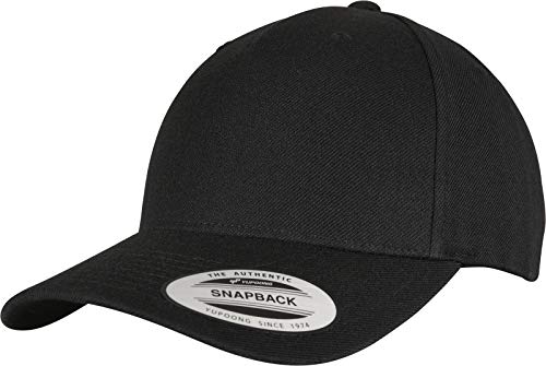 Flexfit Unisex 5-Panel Premium Curved Visor Snapback Cap Baseballkappe, Schwarz, Einheitsgröße von Flexfit