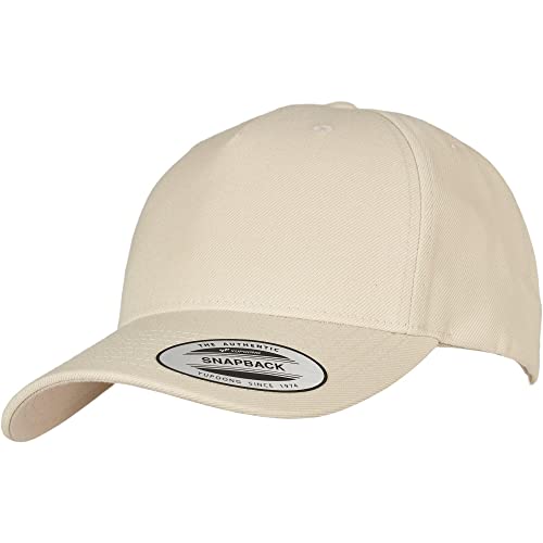 Flexfit Unisex 5-Panel Premium Curved Visor Snapback Cap Baseballkappe, Stone, one Size von Flexfit