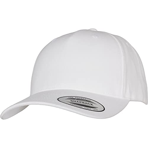 Flexfit Unisex 5-Panel Premium Curved Visor Snapback Cap Baseballkappe, White, one Size von Flexfit