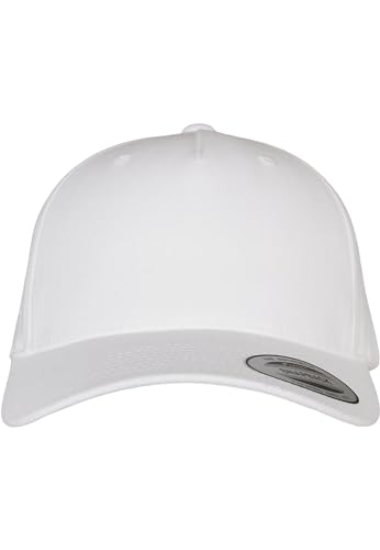 Flexfit Unisex 5-Panel Premium Curved Visor Snapback Cap Baseballkappe, White, one Size von Flexfit