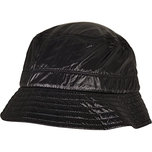 Flexfit Unisex Bucket Hat - leichter Fischerhut aus schimmerndem Nylon einfarbig schwarz, für Damen und Herren, Einheitsgröße von Flexfit