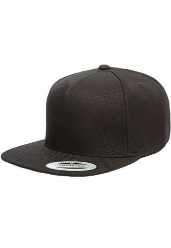 Flexfit Unisex 5089M-Premium 5-Panel Snapback Cap Baseballkappe, Black/Black, one Size von Flexfit