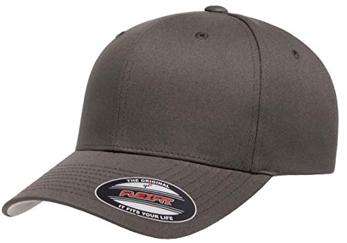 Flexfit Herren Fitted Cap aus Baumwoll-Twill Hut, grau dunkel, S/M von Flexfit