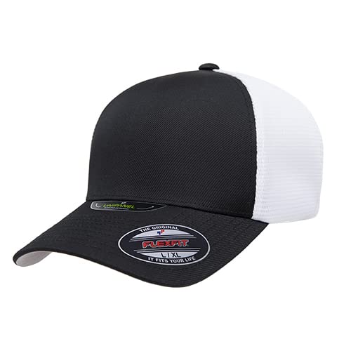 Flexfit Unisex-Erwachsene Melange Unipanel Trucker Cap Baseballkappe, Schwarz/Weiß, L/XL von Flexfit