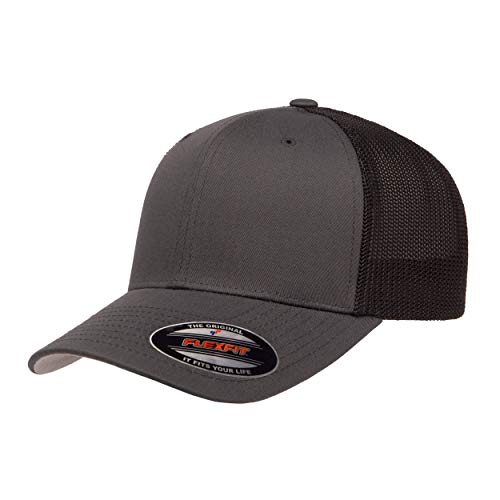 Flexfit Herren Trucker Mesh Fitted Cap-2-tone Verschluss, Charcoal/schwarz, Einheitsgröße von Flexfit