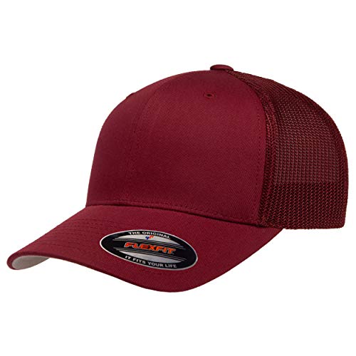 Flexfit Unisex-Erwachsene Trucker Mesh Fitted Cap Verschluss, Cranberry, Einheitsgröße von Flexfit