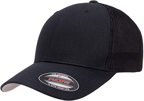 Flexfit Unisex-Erwachsene Mesh Fitted Trucker-Mütze, Schwarz, Einheitsgröße von Flexfit