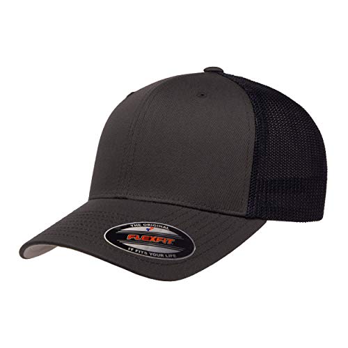 Flexfit Herren Mesh Fitted Cap – Zweifarbig Trucker-Mütze, Anthrazit/Marineblau, Einheitsgröße von Flexfit