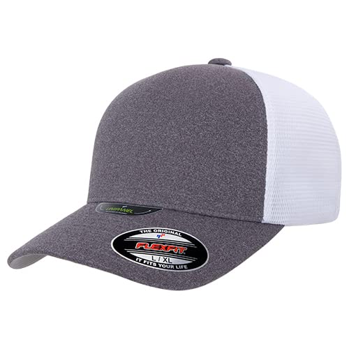 Flexfit Unisex-Erwachsene Unipanel Trucker Cap Baseballkappe, Melange Heather/White, L/XL von Flexfit