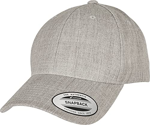 Flexfit Unisex Premium Curved Visor Snapback Cap Baseballkappe, Heather Grey, one Size von Flexfit