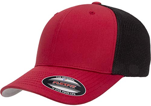 Flexfit Unisex Trucker Mesh Fitted Zweifarbig Cap, rot/schwarz, Einheitsgröße von Flexfit