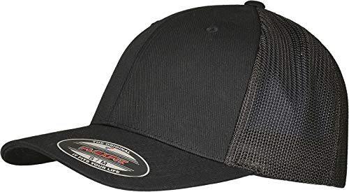 Flexfit Unisex Trucker Recycled Mesh Baseball Cap, Black/Black, S/M von Flexfit