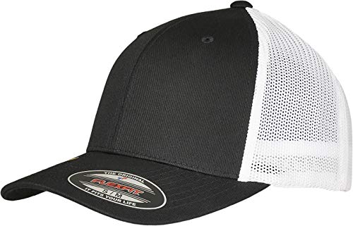 Flexfit Unisex Trucker Recycled Mesh Baseball Cap, Black/White, S/M von Flexfit