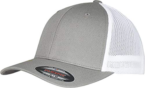Flexfit Unisex Trucker Recycled Mesh Baseball Cap, Grey/White, S/M von Flexfit