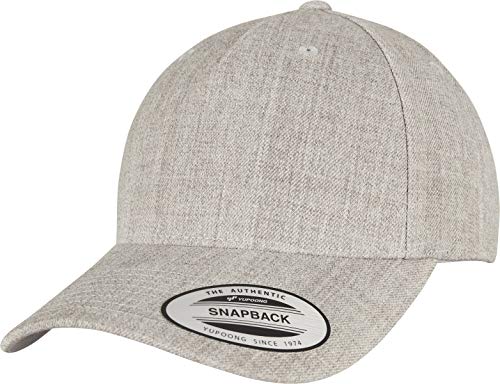 Flexfit Unisex 5-Panel Premium Curved Visor Snapback Cap Baseballkappe, Heather Grey, Einheitsgröße von Flexfit