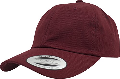 Yupoong Flexfit Low Profile Cotton Twill Unisex Dad Hat Cap für Damen und Herren, 6 Panel Baseball Cap unstructured mit Messingverschluss, maroon, One Size von Flexfit