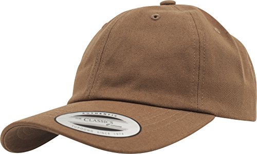 Yupoong Flexfit Low Profile Cotton Twill Unisex Dad Hat Cap für Damen und Herren, 6 Panel Baseball Cap unstructured mit Messingverschluss, tan, One Size von Flexfit