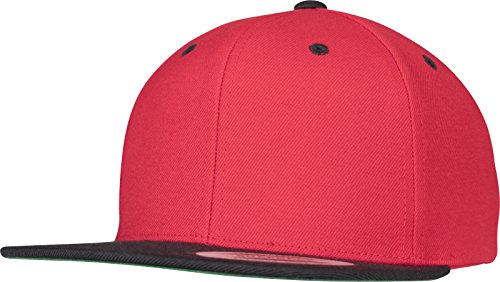 Yupoong Flexfit Unisex Kappe Classic Snapback 2-Tone, zweifarbige blanko Cap mit geradem Schirm, One Size Einheitsgröße für Männer und Frauen, Farbe red/blk von Flexfit