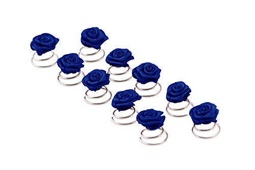 10 x Rosen Curlies - Brauthaarschmuck - Curlie - Haarschmuck | Blau von FlexiStore