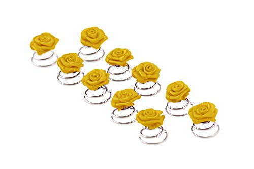 10 x Rosen Curlies - Brauthaarschmuck - Curlie - Haarschmuck | Gelb von FlexiStore
