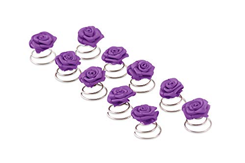 10 x Rosen Curlies - Brauthaarschmuck - Curlie - Haarschmuck | Lila von FlexiStore