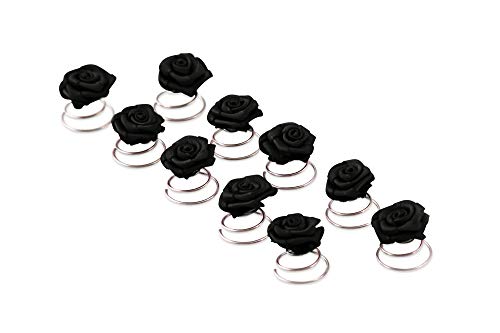 10 x Rosen Curlies - Brauthaarschmuck - Curlie - Haarschmuck | Schwarz von FlexiStore
