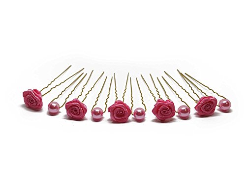 10tlg. Braut - Haarschmuck Set - Brauthaarschmuck | Set-2-G - Pink von FlexiStore