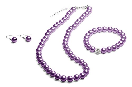 Perlenkette geknotet - Perlenarmband - Perlenohrringe - Set Lila Perlenkette geknotet - Perlenarmband - Perlenohrringe - Set Lila von FlexiStore