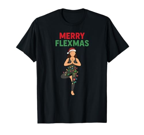 Frohe Feiertage, Weihnachten, Yoga, lustige Gymnastikfigur für Mädchen T-Shirt Frohe Feiertage, Weihnachten, Yoga, lustige Gymnastikfigur für Mädchen T-Shirt von Flexmas