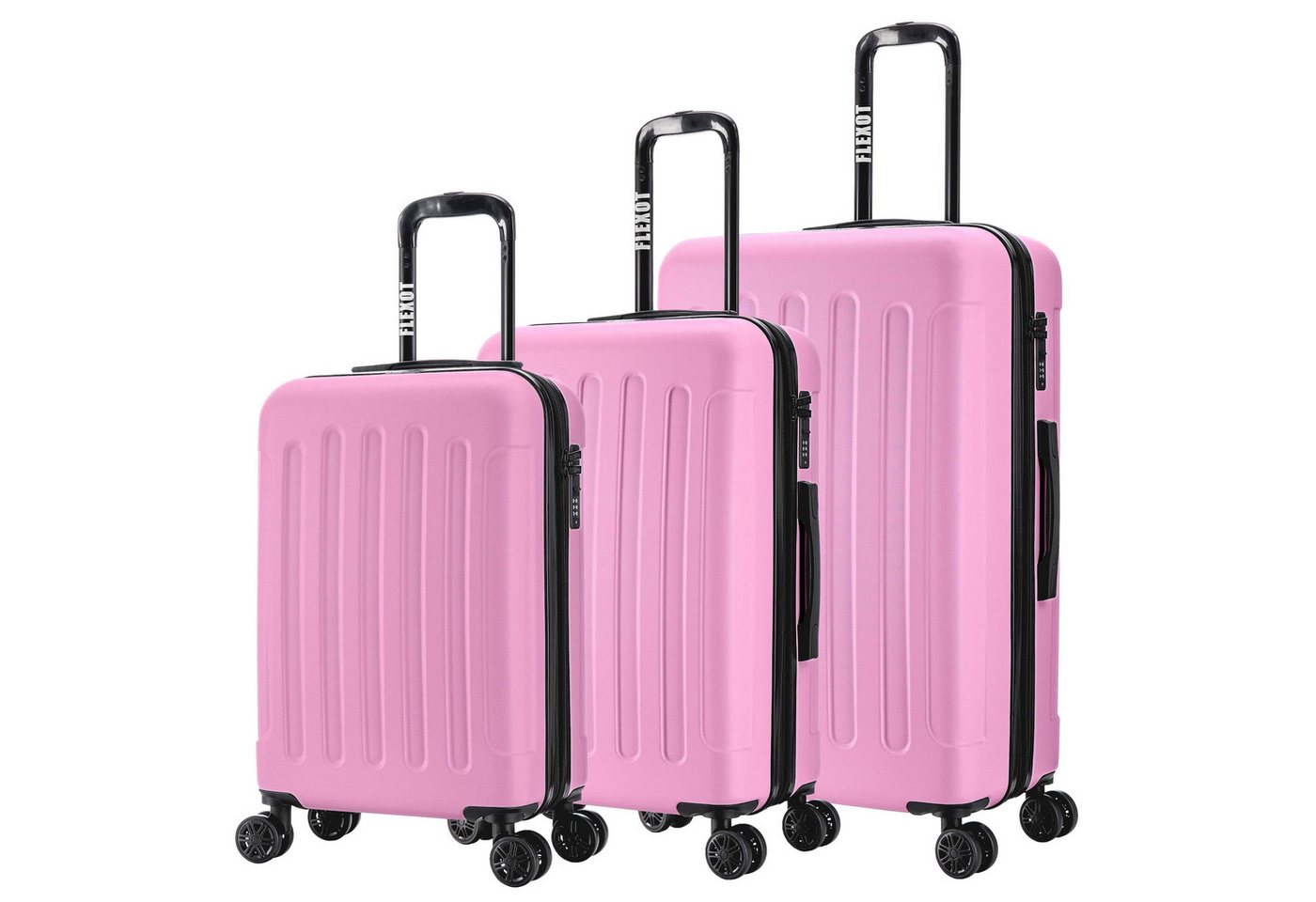 Flexot Hartschalen-Trolley F-3045 (Gr. M, L, XL) – Kofferset – ABS-Hartschale, 4 Rollen, Robuster und moderner Koffer mit vier 360° Rollen und Zahlenschloss von Flexot