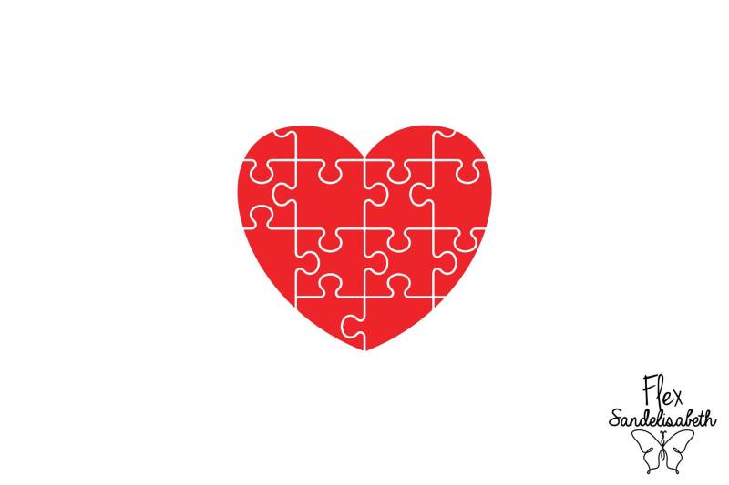 Herz Liebe Puzzle Applikation Flex Bügelbild Farbe Und Größe Nach Wahl von Flexsandelisabethpro