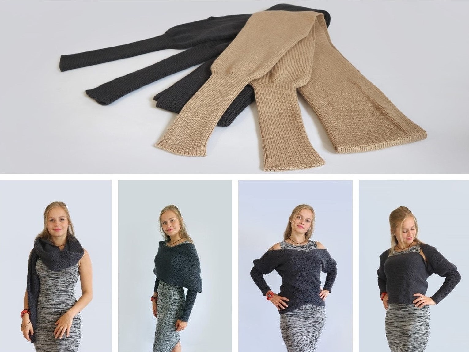Gestrickte Ärmel Schal Pullover Wrap - Handmade, Um Zu Bestellen Gestrickte Ärmel Schal Pullover Wrap - Handmade, Um Zu Bestellen von FlickerPop