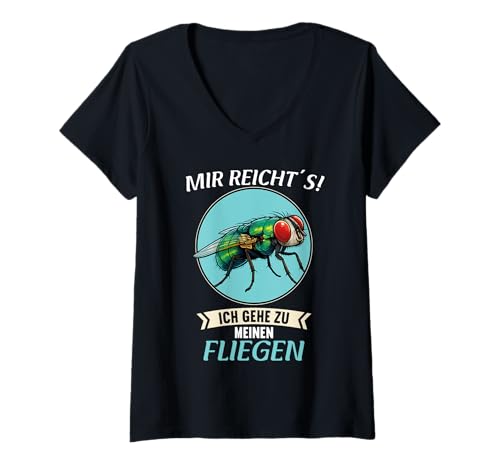 Damen Fliegen Fliege T-Shirt mit V-Ausschnitt Damen Fliegen Fliege T-Shirt mit V-Ausschnitt von Fliegen Fliege Tier Shop